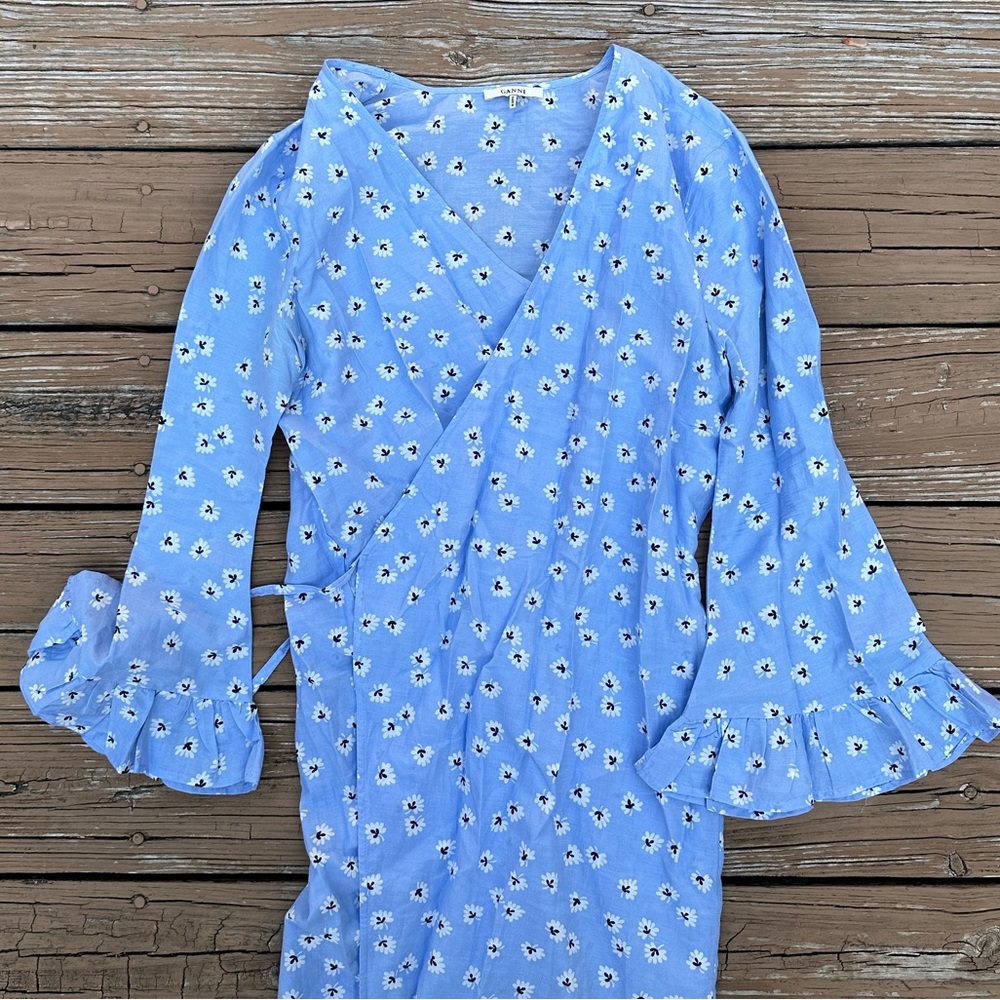 Ganni Cotton Wrap Dress Size S
